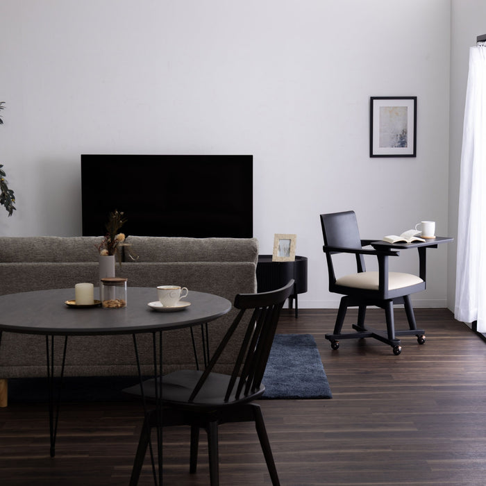 ダイニングチェア 幅53.5cm テーブル付き キャスター 無垢材 デスクチェア