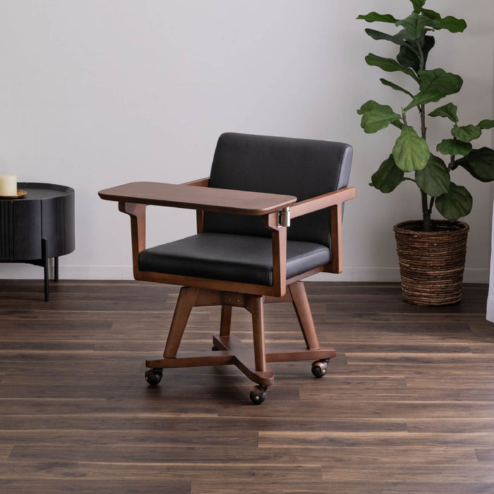 チェア 幅62cm テーブル付き キャスター 無垢材 デスクチェア