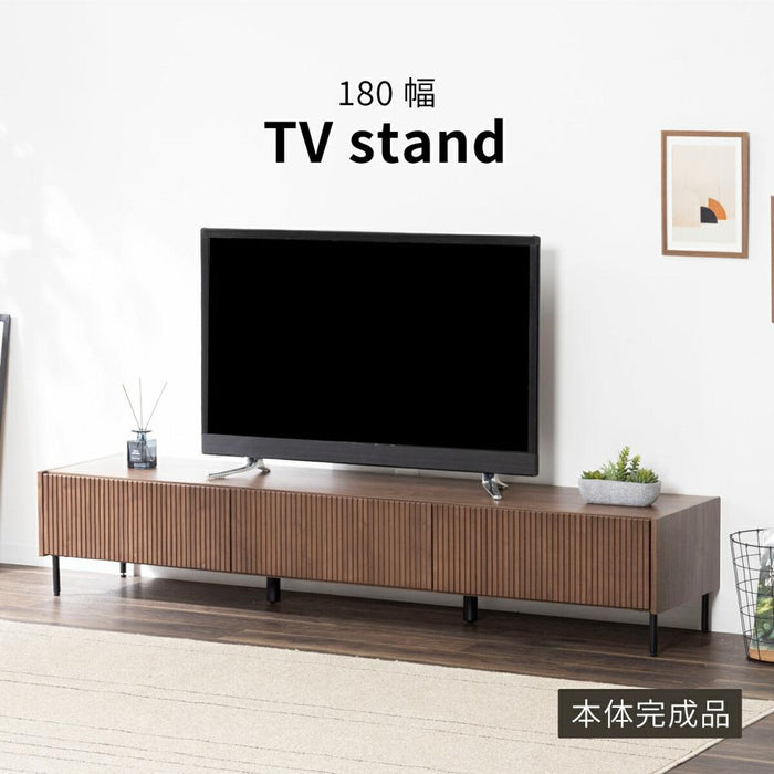 テレビ台 おしゃれ ローボード 180cm 60インチ 60型 収納 棚 テレビボード テレビラック TV台 木製 半 完成品 引き出し 扉収 木 リビング 収納 大型 ウォールナット 縦格子 格子