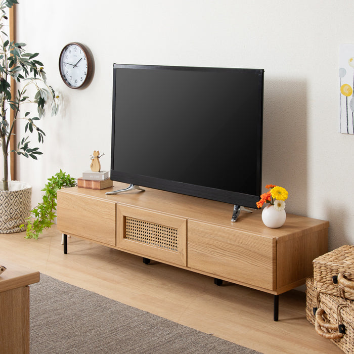 テレビボード 幅140cm 天然ラタン オーク調 北欧