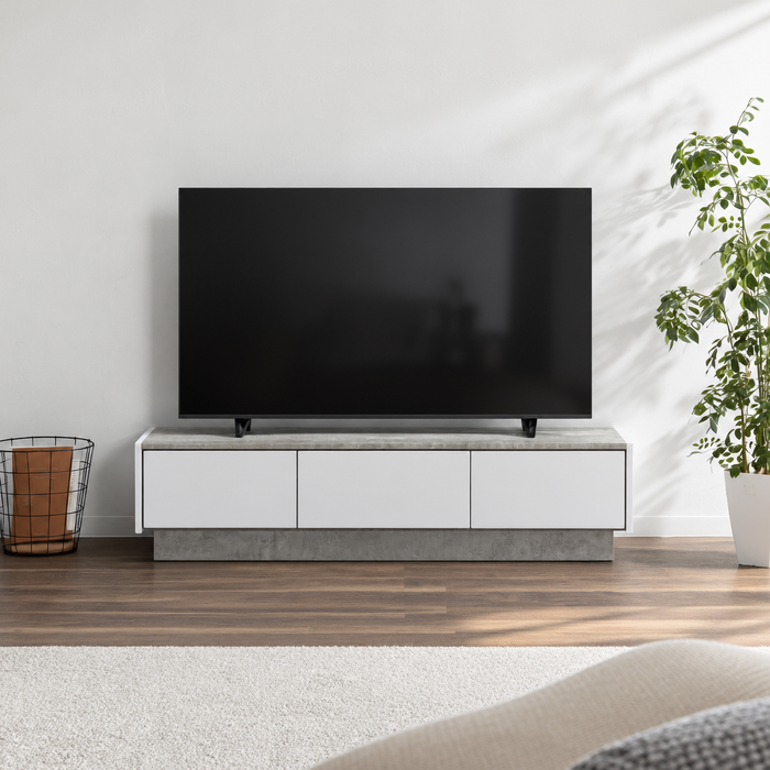 テレビボード 幅140cm くすみカラー 石目調 モダン 塩ビシート
