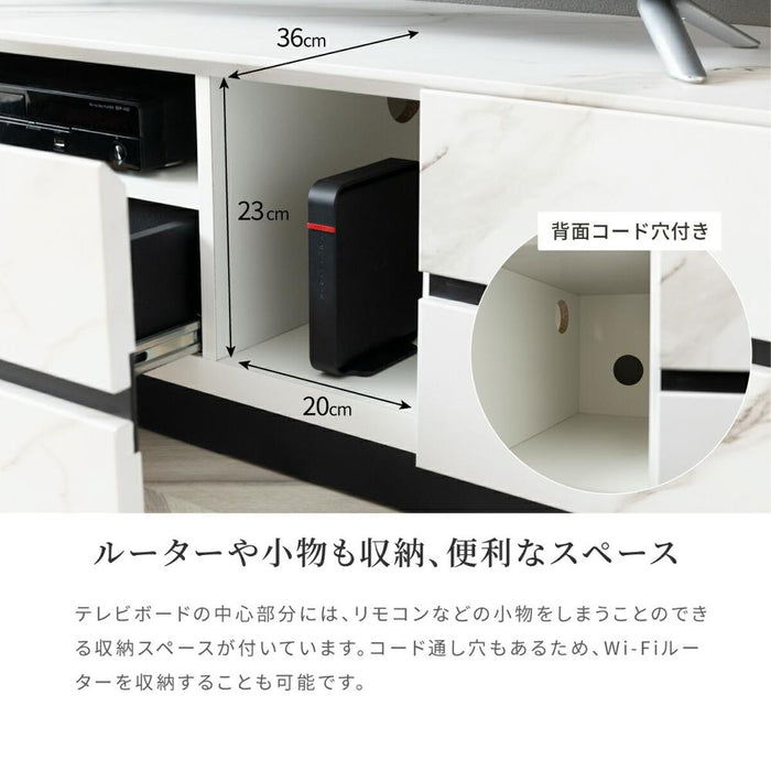 テレビボード 大理石風 完成品 テレビ台 160cm ローボード テレビボード 160 おしゃれ TVボード 160幅 セラミック調 グレー ブラック ホワイト リビング収納 大容量 収納 引き出し