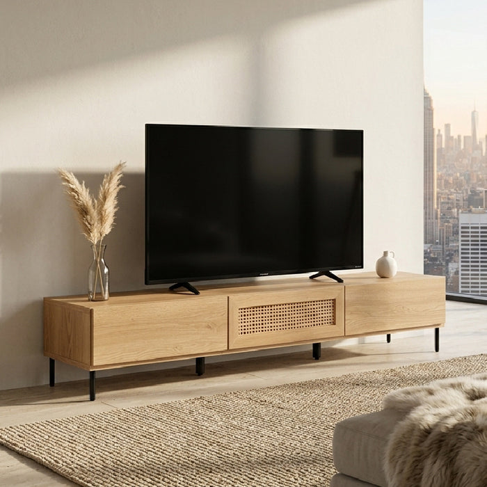 テレビボード 幅180cm 天然ラタン オーク調 北欧