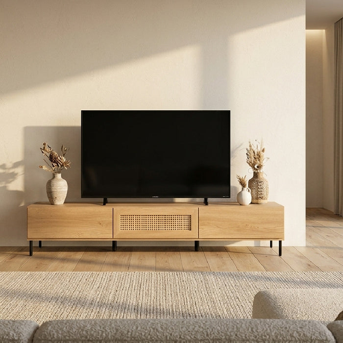 テレビボード 幅180cm 天然ラタン オーク調 北欧