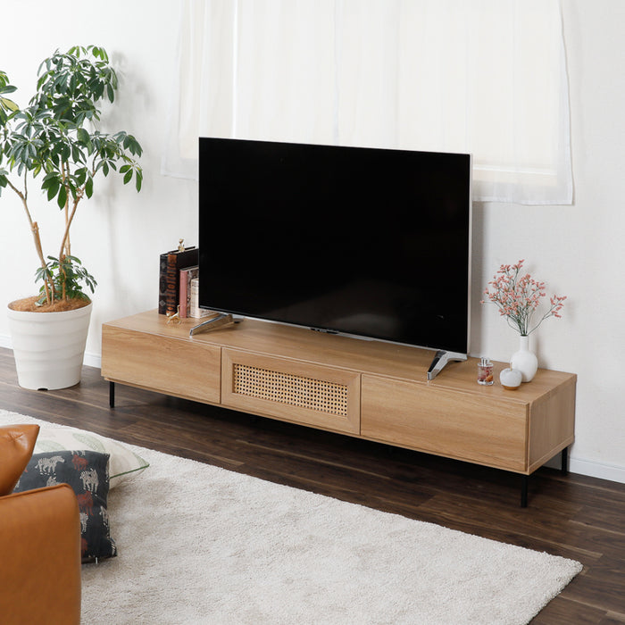 テレビボード 幅180cm 天然ラタン オーク調 北欧