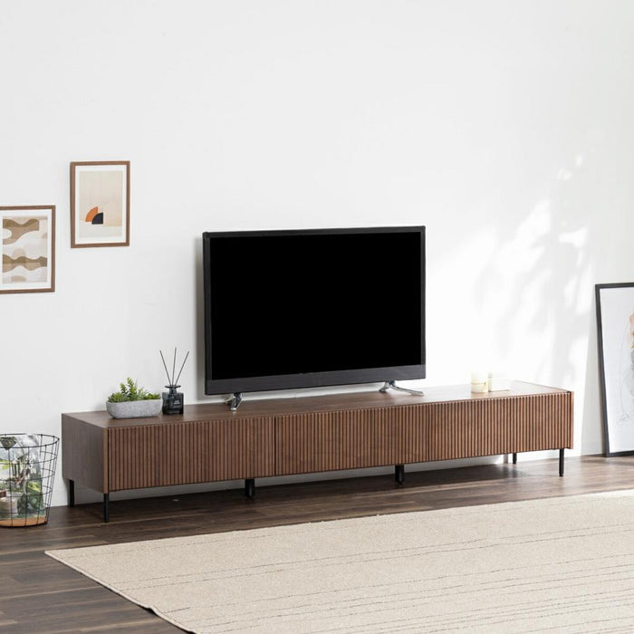テレビ台 おしゃれ ローボード 200cm 60インチ 60型 収納 棚 テレビボード テレビラック TV台 木製 半 完成品 引き出し 扉収 木 リビング 収納 大型 ウォールナット 縦格子 格子 ルーバー
