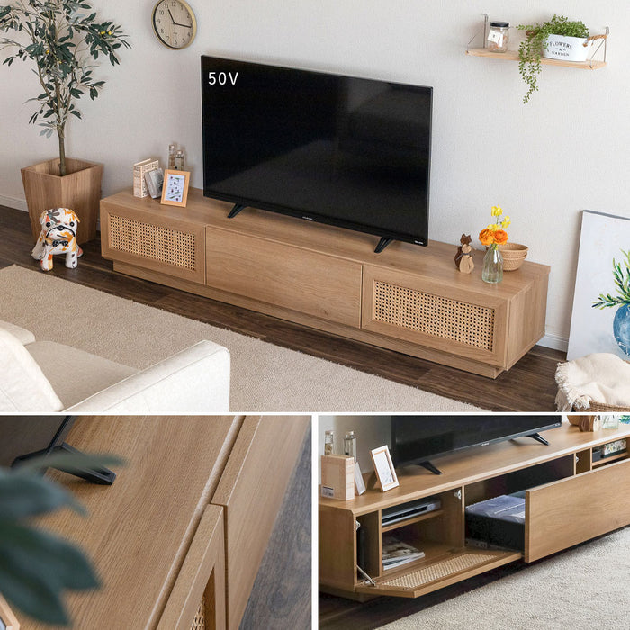 テレビボード 幅150 180 200cm 天然ラタン オーク調 ナチュラル cebu