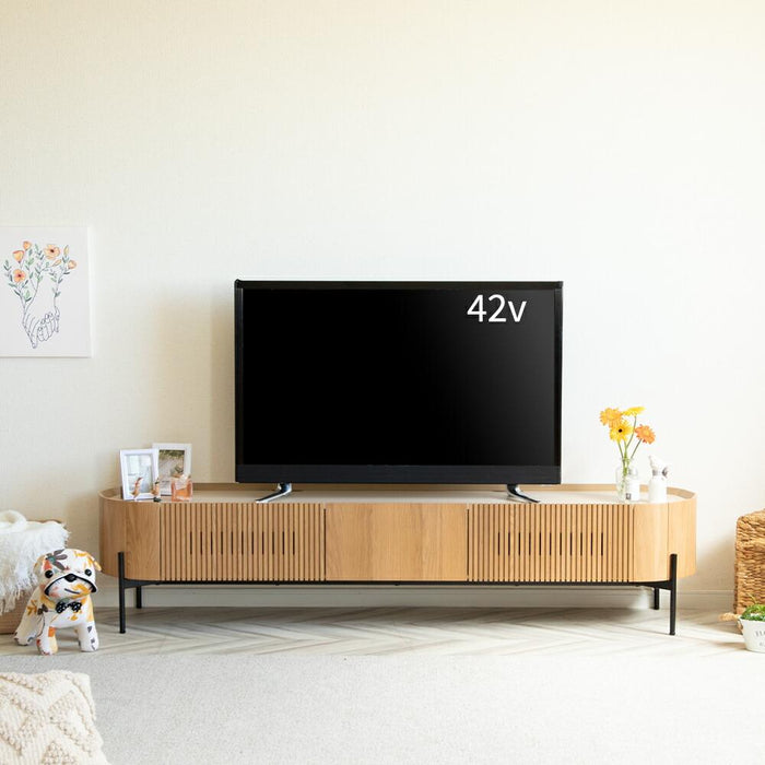 【開梱設置付】 テレビ台 ローボード 180 脚付き 丸い テレビボード アイアン 脚 幅180 180cm 50インチ 45型 50型 55型 壁寄せ テレビラック TV台 木製 リビング 収納 棚 格子 ルーバー ベージュ ブラック ホワイト 組み立て不要
