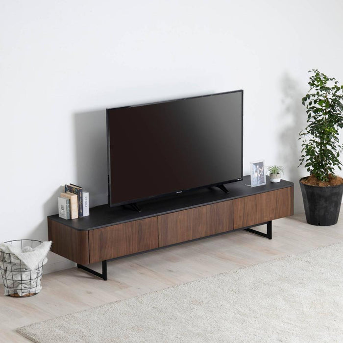 テレビ台 テレビボード ローボード 180cm 突板 リビング収納 おしゃれ シンプル 背面収納 背面化粧 TV台 木製 半完成品 引き出し フラップ扉 セラミック調 ウォールナット オーク モダン 大型