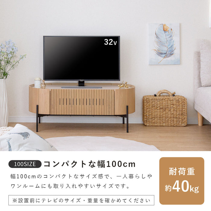 テレビボード 幅100cm 丸 オーク突板 格子 北欧 ナチュラル おしゃれ コンパクト 新生活
