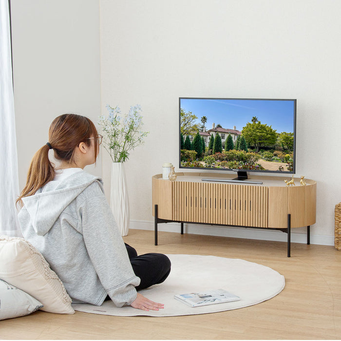テレビボード 幅100cm 丸 オーク突板 格子 北欧 ナチュラル おしゃれ コンパクト 新生活