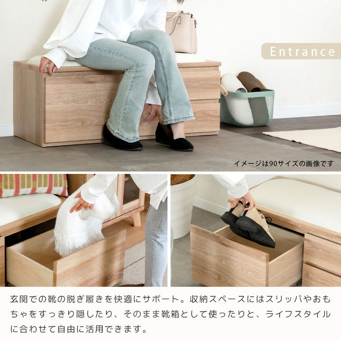 ベンチ 収納 木製 完成品 おしゃれ 玄関 ローチェスト スリム 北欧 ホワイト オーク ウォールナット 材 座れる おもちゃ箱 リビング ダイニング シンプル コンパクト 引き出し クッション 幅 60 高さ 39 奥行 41 1段 タンス 腰掛け