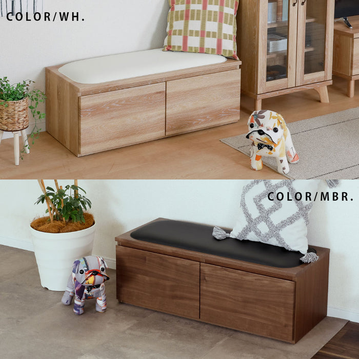 ベンチ 収納 木製 完成品 おしゃれ 玄関 ローチェスト スリム 北欧 ホワイト オーク ウォールナット 材 座れる おもちゃ箱 リビング ダイニング シンプル コンパクト 引き出し クッション 幅 100 高さ 39 奥行 41 1段 タンス 腰掛け