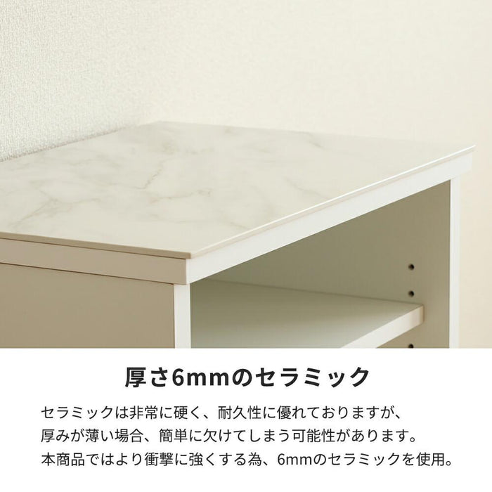 キッチンカウンター 幅60 完成品 大理石風 セラミック 天板 ホワイト キッチン収納棚 スリム レンジ台 60幅 スリム ゴミ箱収納 おしゃれ 高さ83cm ごみ箱 置き場 隠す キッチン収納 キッチンカウンター 収納 お手入れ簡単