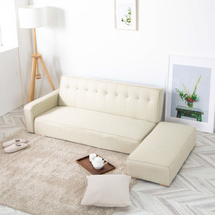 ソファ 幅200cm 3人 完成品 4way カウチ ファブリック リクライニング オットマン付