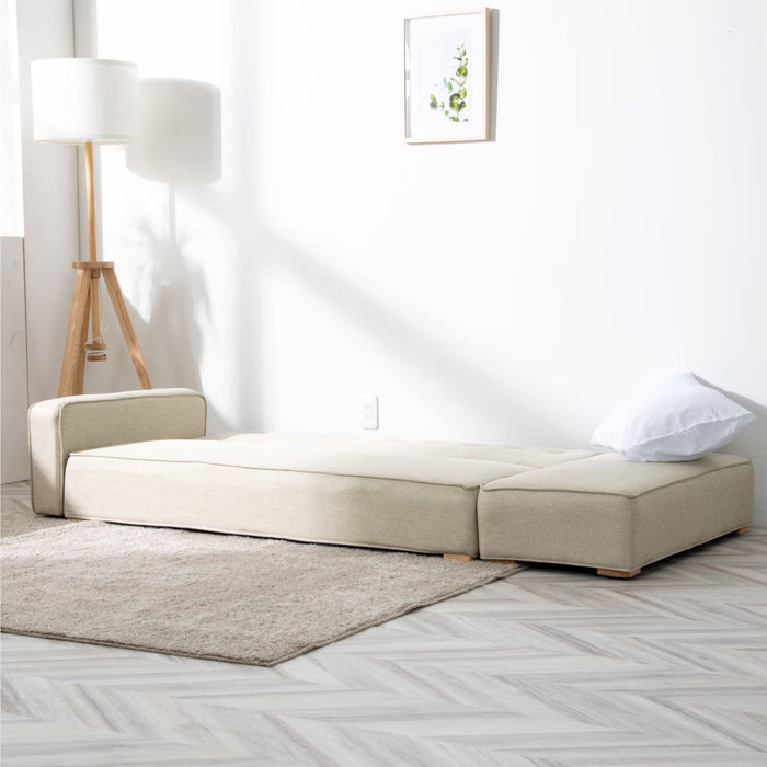 ソファ 幅200cm 3人 完成品 4way カウチ ファブリック リクライニング オットマン付