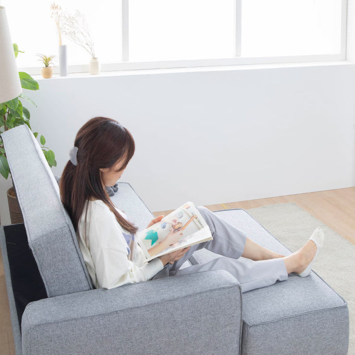 ソファ 幅200cm 3人 完成品 4way カウチ ファブリック リクライニング オットマン付