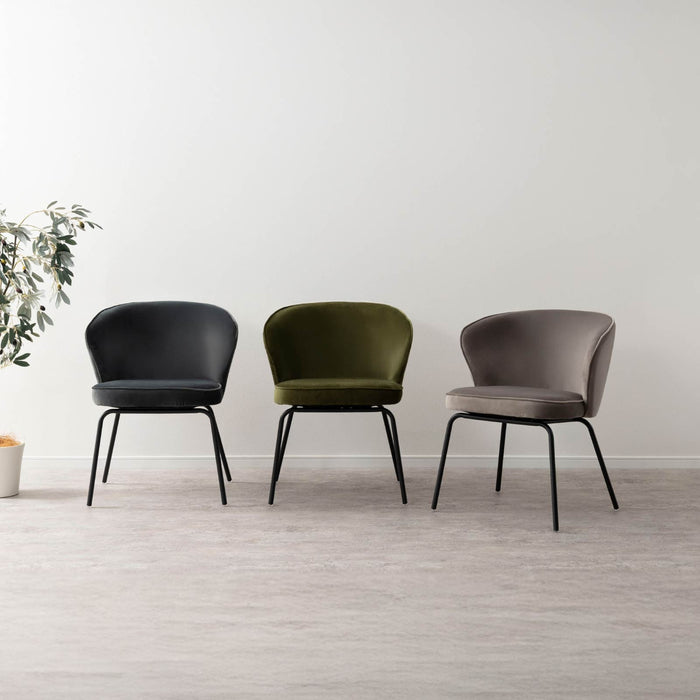 ダイニングチェア 幅57cm  ファブリック アイアン脚 モダン