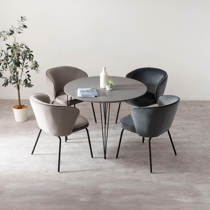 ダイニングチェア 幅57cm  ファブリック アイアン脚 モダン