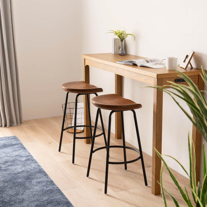 ハイスツール 幅40.5cm ヴィンテージ アイアン脚 木座面 モダン カフェ