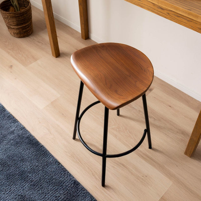 ハイスツール 幅40.5cm ヴィンテージ アイアン脚 木座面 モダン カフェ