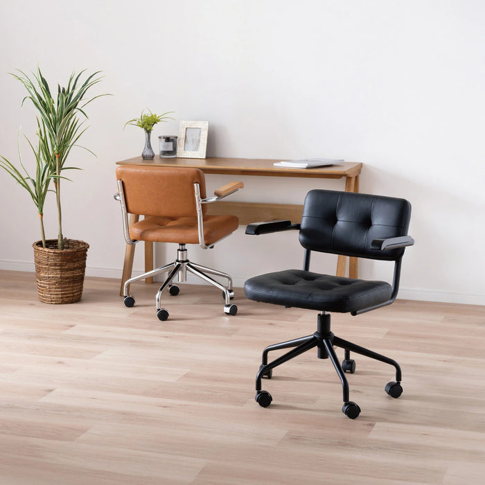 回転チェア 幅58.5cm 昇降 デスクチェア 肘付き オフィス PVC キャスター 一人暮らし