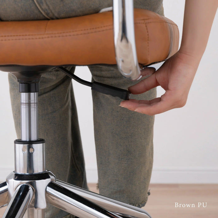 回転チェア 幅58.5cm 昇降 デスクチェア 肘付き オフィス PVC キャスター 一人暮らし