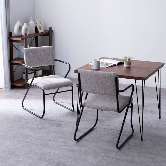 ダイニングチェア 幅52.5cm 2脚セット ファブリック PUレザー アイアン脚 モダン