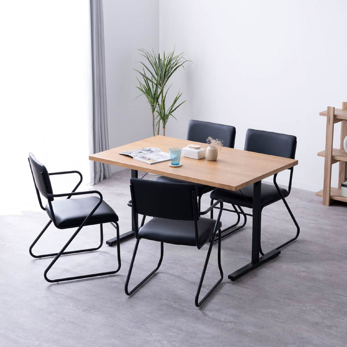 ダイニングチェア 幅52.5cm 2脚セット ファブリック PUレザー アイアン脚 モダン