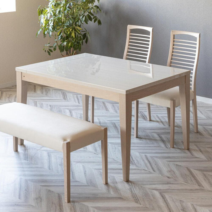 ダイニングベンチ 110cm 完成品 北欧 おしゃれ シンプル ホワイト ベンチ 二人掛け 天然木 タモ 無垢材 PVCレザー 合皮 ベンチチェア リビング 木製 格子 白木目 背もたれなし ベンチ 2人用 在宅勤務 新生活 シギヤマ