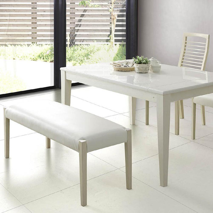 ダイニングベンチ 140cm 完成品 北欧 おしゃれ シンプル ホワイト ベンチ 二人掛け 天然木 タモ 無垢材 PVCレザー 合皮 ベンチチェア リビング 木製 格子 白木目 背もたれなし ベンチ 2人用 在宅勤務 新生活 シギヤマ