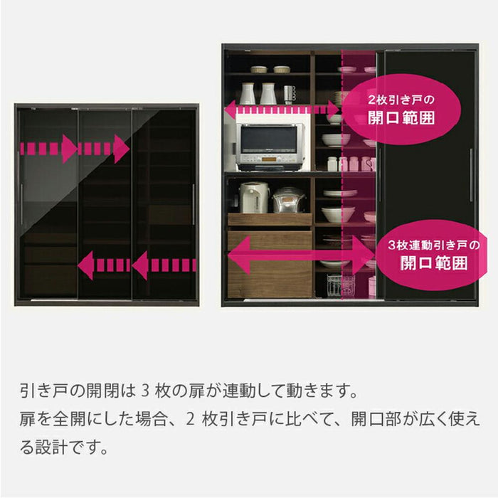 食器棚  ガラス キッチンボード 160cm  3枚  キャビネット ラック キッチン 収納      シェルフ