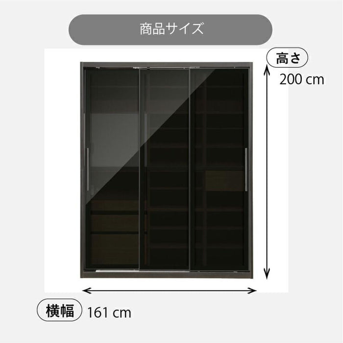 食器棚  ガラス キッチンボード 160cm  3枚  キャビネット ラック キッチン 収納      シェルフ