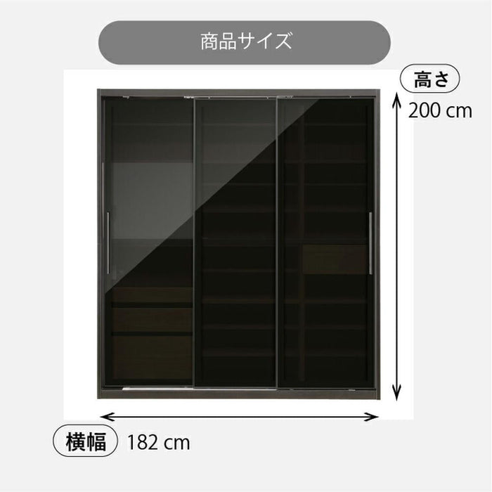 食器棚  ガラス キッチンボード 180cm  3枚  キャビネット ラック キッチン 収納      シェルフ
