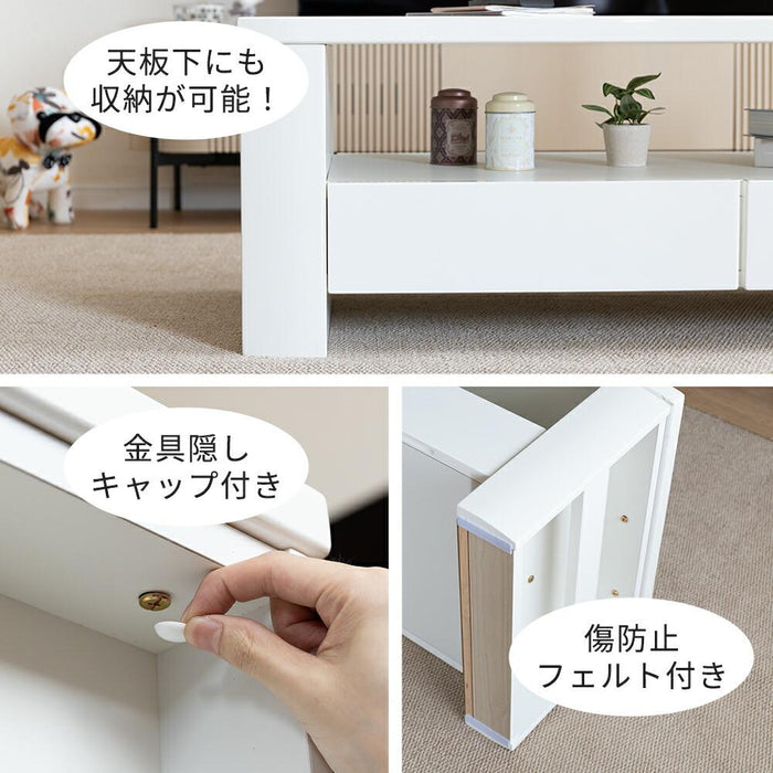 センターテーブル 収納付き おしゃれ ローテーブル 北欧 120 cm 白 黒 MDF UV塗装 光沢 ホワイト ブラック ロータイプ サイドテーブル ナイトテーブル コンパクト コーヒーテーブル 一人暮らし 新生活 シギヤマ家具工業