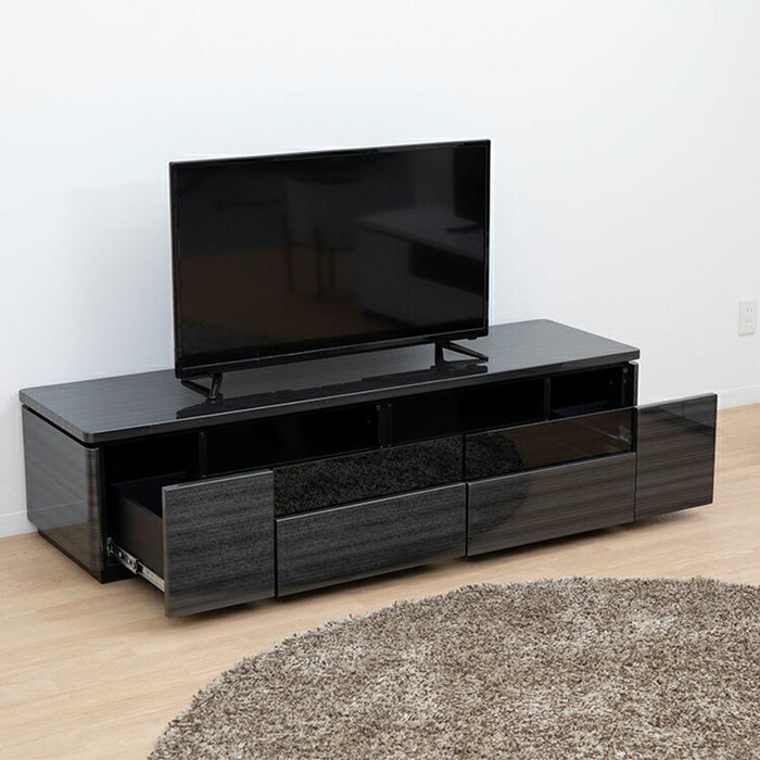 テレビ台 ローボード 160 cm 収納 引き出し おしゃれ 北欧 テレビボード ロータイプ ホワイト ブラック 光沢 ツヤ 艶 UV塗装 リビングボード ガラス  TVボード シンプル モダン ラック 新生活 シギヤマ家具工業
