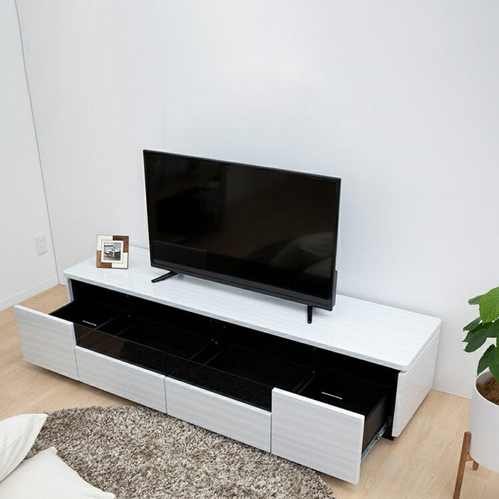 テレビ台 ローボード 180 cm 収納 引き出し おしゃれ 北欧 テレビボード ロータイプ ホワイト ブラック 光沢 ツヤ 艶 UV塗装 リビングボード ガラス TVボード シンプル モダン TVラック 新生活 シギヤマ家具工業