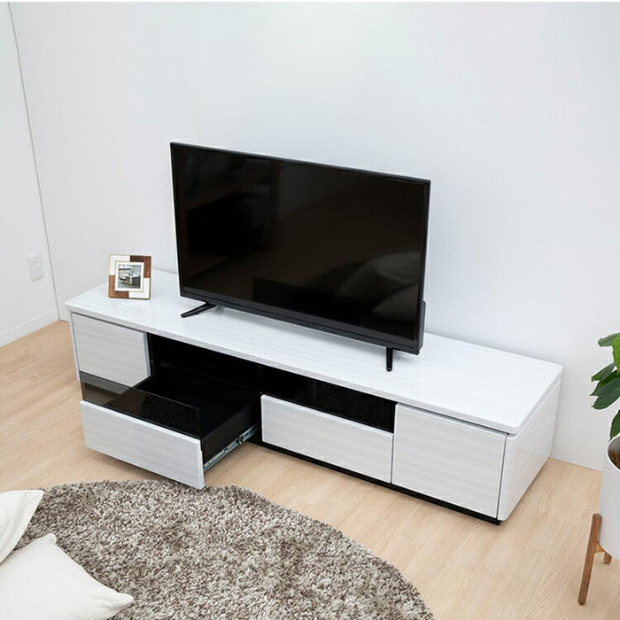 テレビ台 ローボード 180 cm 収納 引き出し おしゃれ 北欧 テレビボード ロータイプ ホワイト ブラック 光沢 ツヤ 艶 UV塗装 リビングボード ガラス TVボード シンプル モダン TVラック 新生活 シギヤマ家具工業