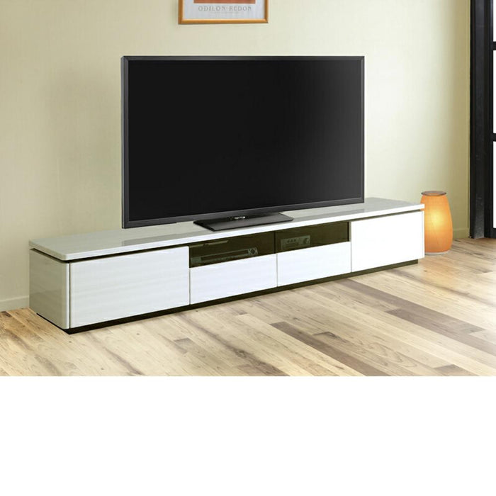テレビ台 ローボード 210 cm 幅 収納 引き出し おしゃれ 北欧 テレビボード ロータイプ ホワイト ブラック 光沢 ツヤ 艶 UV塗装 リビングボード ガラス TV台 AVラック TVボード シンプル モダン 新生活 シギヤマ家具工業