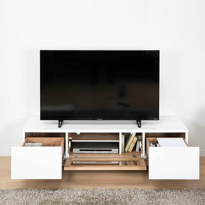 テレビ台 ローボード 白 180 cm おしゃれ 北欧 収納 引き出し テレビボード ロータイプ ホワイト オーク 無垢材 光沢 艶 UV塗装 リビングボード 脚 TV台 TVボード シンプル モダン TVラック 新生活 シギヤマ家具工業