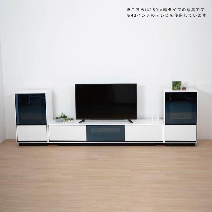 テレビ台 ローボード 白 黒 160 cm おしゃれ 北欧 収納 引き出し テレビボード ロータイプ ガラス コート紙 光沢 艶 UV塗装 リビングボード TVボード TVラック シンプル モダン 完成品 【壁掛けパネル別売り】 新生活 シギヤマ