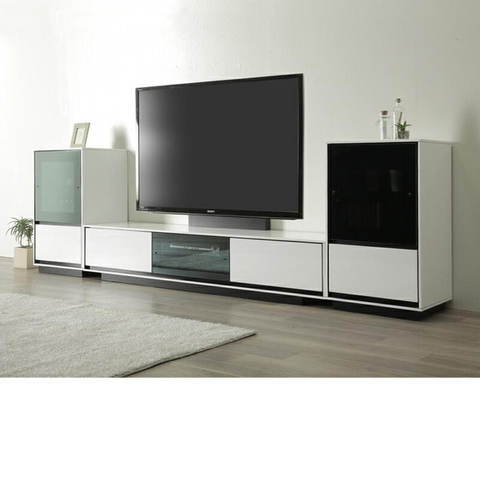 テレビ台 ローボード 白 黒 160 cm おしゃれ 北欧 収納 引き出し テレビボード ロータイプ ガラス コート紙 光沢 艶 UV塗装 リビングボード TVボード TVラック シンプル モダン 完成品 【壁掛けパネル別売り】 新生活 シギヤマ