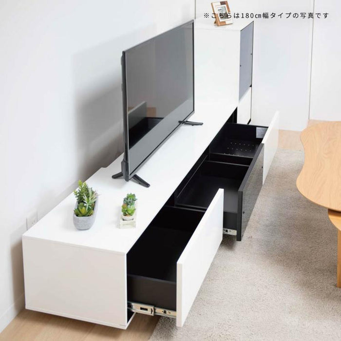 テレビ台 ローボード 白 黒 160 cm おしゃれ 北欧 収納 引き出し テレビボード ロータイプ ガラス コート紙 光沢 艶 UV塗装 リビングボード TVボード TVラック シンプル モダン 完成品 【壁掛けパネル別売り】 新生活 シギヤマ