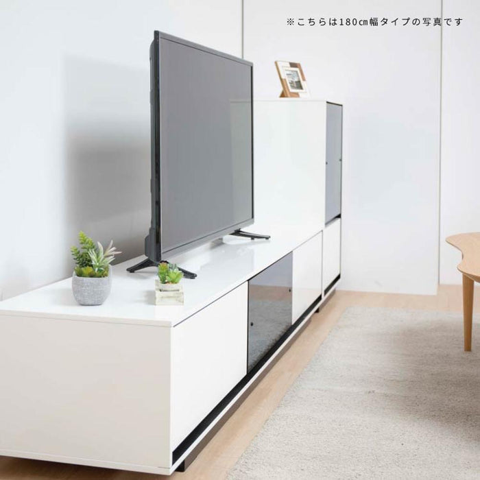 テレビ台 ローボード 白 黒 160 cm おしゃれ 北欧 収納 引き出し テレビボード ロータイプ ガラス コート紙 光沢 艶 UV塗装 リビングボード TVボード TVラック シンプル モダン 完成品 【壁掛けパネル別売り】 新生活 シギヤマ