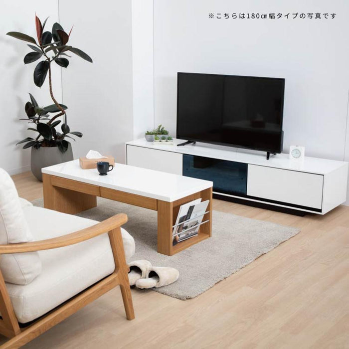 テレビ台 ローボード 白 黒 160 cm おしゃれ 北欧 収納 引き出し テレビボード ロータイプ ガラス コート紙 光沢 艶 UV塗装 リビングボード TVボード TVラック シンプル モダン 完成品 【壁掛けパネル別売り】 新生活 シギヤマ