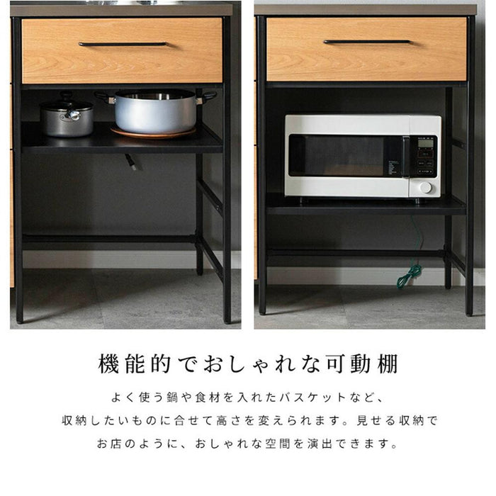 キッチンカウンター 間仕切り ハイタイプ ゴミ箱収納 幅140 引き出し ステンレス スリム 収納 レンジ台 おしゃれ 北欧 カフェ 作業台 おしゃれ スタイリッシュ ラック カウンター下収納 組み合わせ ダストボックス