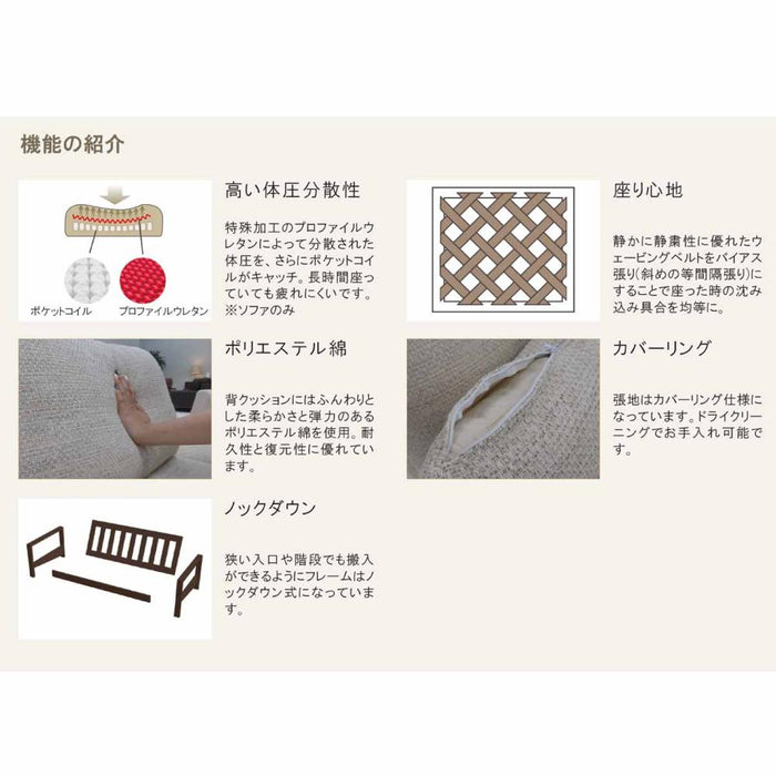 ソファ 3人掛け I字 180 cm ゆったり 三人用 おしゃれ 北欧 布 カバーリング クッション ドライクリーニング 耐圧分散 ウレタン ポケットコイル 長時間 疲れにくい シンプル モダン ダイニングチェア 新生活 シギヤマ家具工業