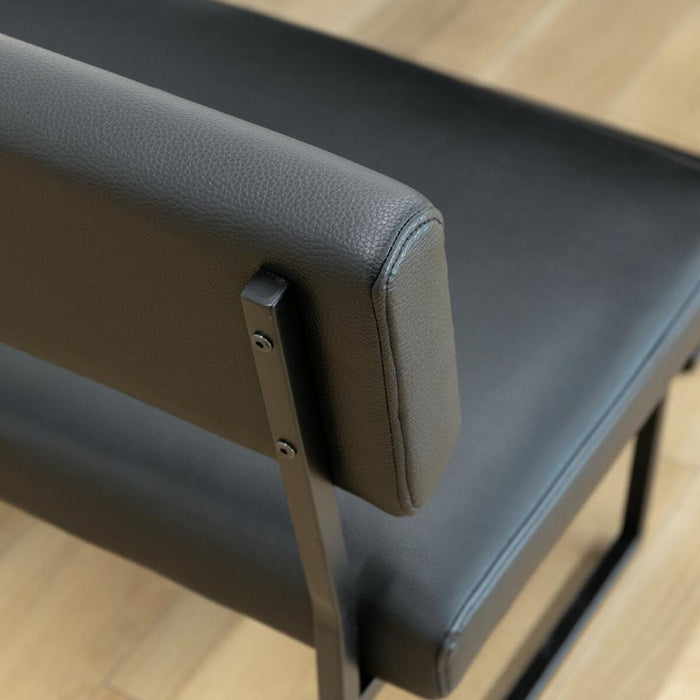 ダイニングベンチ 背もたれ付き 140cm ブラック 椅子 チェア アイアン 脚 スチール 黒 二人掛け PVC レザー クッション ベンチ おしゃれ シンプル アイアン ソファ モダン 組み立て リビング ダイニング くつろぎ チェア単品