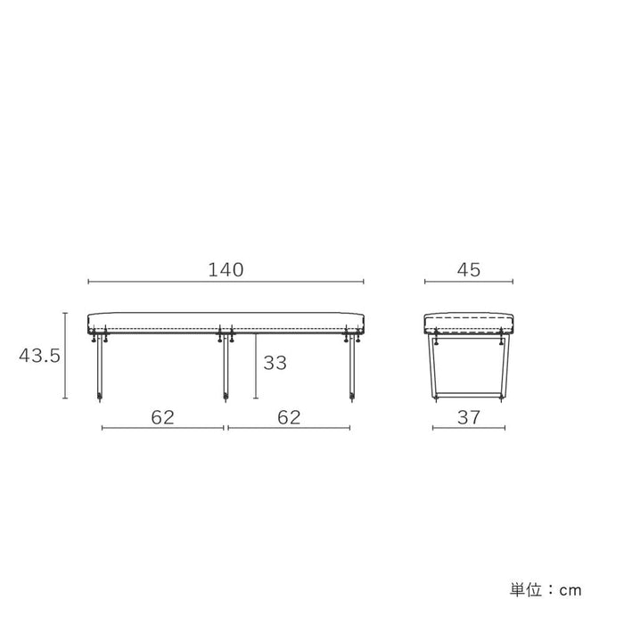 ダイニングベンチ ブラック 140cm 北欧 椅子 チェア アイアン 脚 スチール 背なし 黒 PVC レザー クッション ベンチ おしゃれ シンプル アイアン ソファ モダン 組み立て 長椅子 食卓 イス チェアー