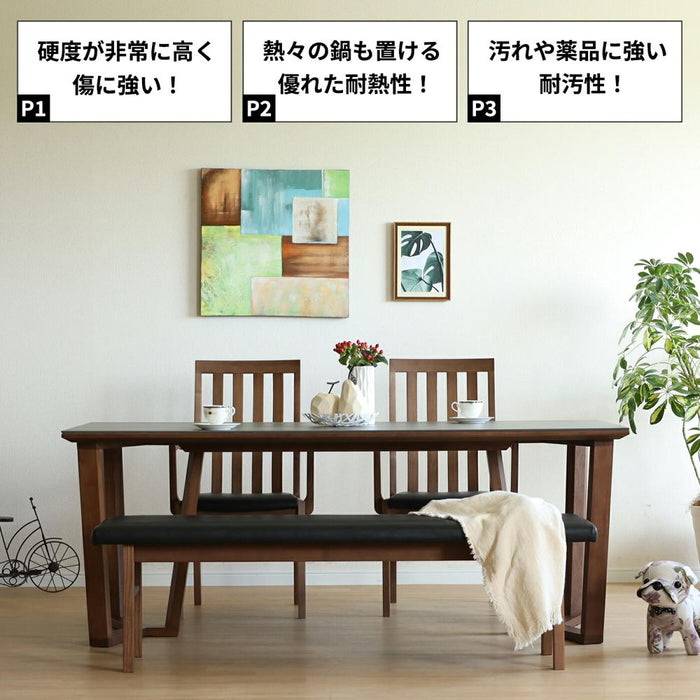 セラミック テーブル 180 ダイニングテーブル 幅 180cm 奥行 90cm 高さ 70cm 白 ホワイト 黒 ブラック 4人 6人 高級感 耐熱性 防水性 耐摩耗性 耐薬品性 長方形 単品 木製脚 ラバー材 ウレタン塗装 天然 石目